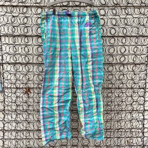 Snap On Tools pastel madras plaid lounge pajama pants XL teal yellow pink